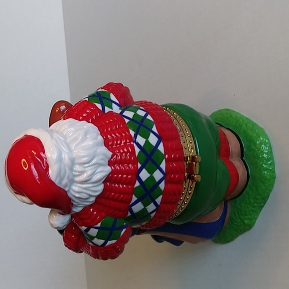 Santa Claus Christmas Trinket Box Golf Figurine Porcelain - Picture 4 of 16